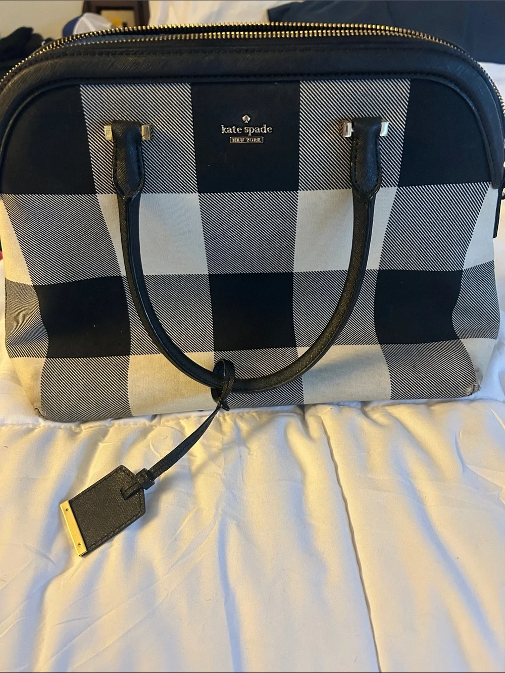 kate spade Black and White Check Tote
